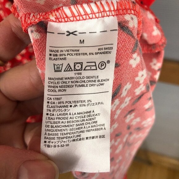 BR Fcty Red White Floral Fit & Flare Flounce Hem Short Sleeve Dress Sz M - Picture 13 of 15